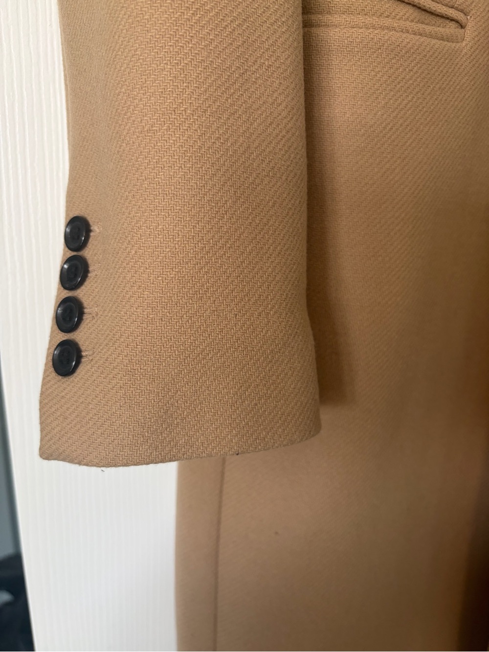 Wool Overcoat - ZARA Camel Long Single-Breasted Wool Overcoat - Picture 6 of 8